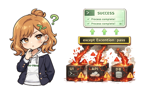 そのtry-except、エラーを直してるんじゃなくて隠してるだけじゃん🫣