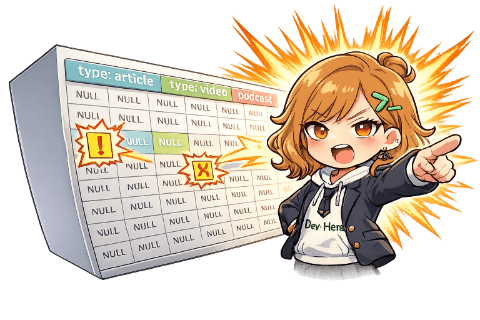 そのテーブル、typeカラムで種類分けてるのにNULLだらけじゃない?🫠